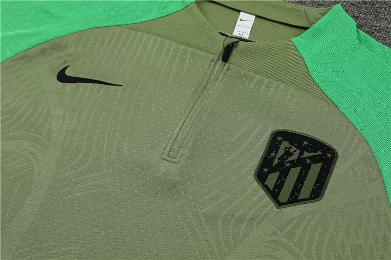 2023/2024 Player Edition Atletico Madrid Half Pull Training Wear Green Jersey Set