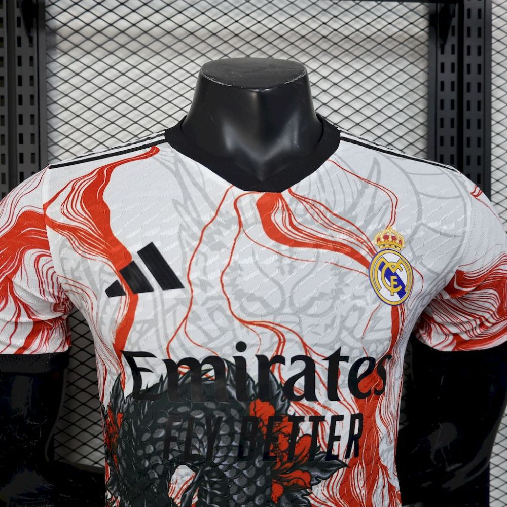 Player 2025-26 Real Madrid White Black Dragon special edition Football jersey