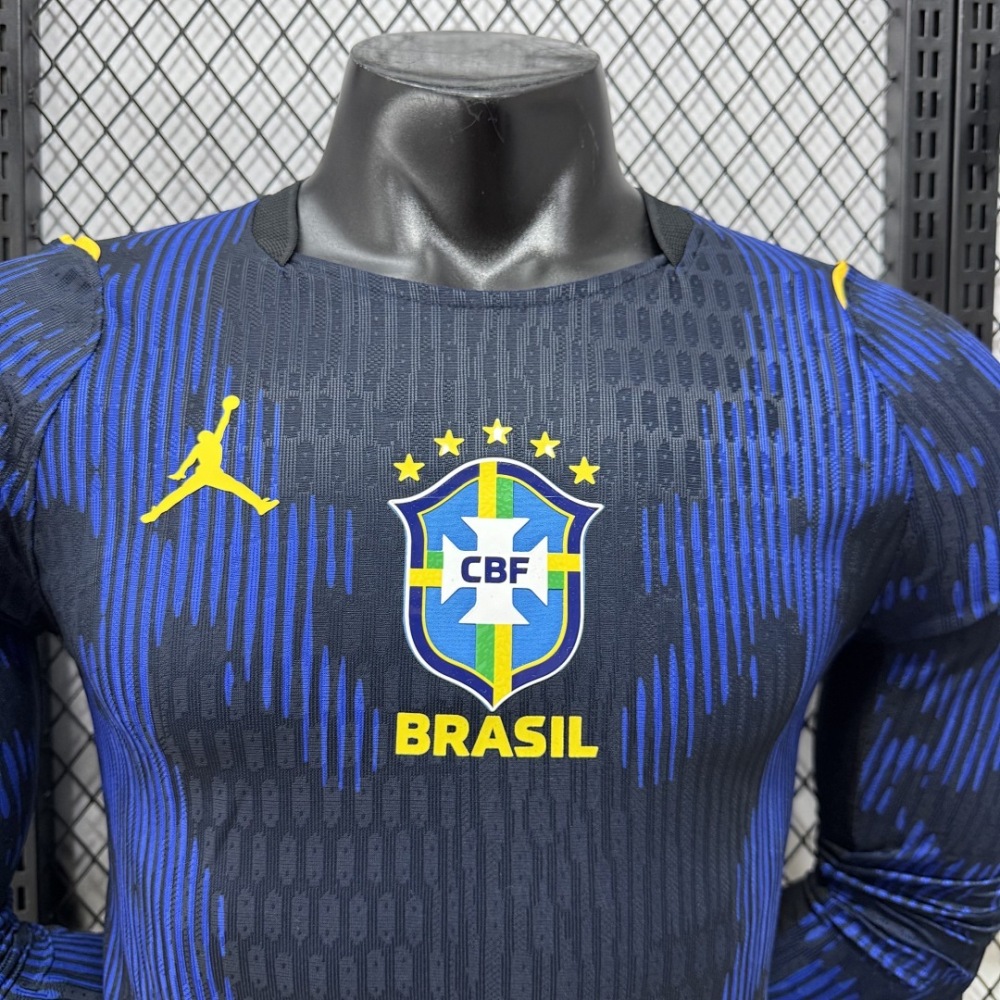 Player 2026 Brazil Away Long sleeves Football jersey
