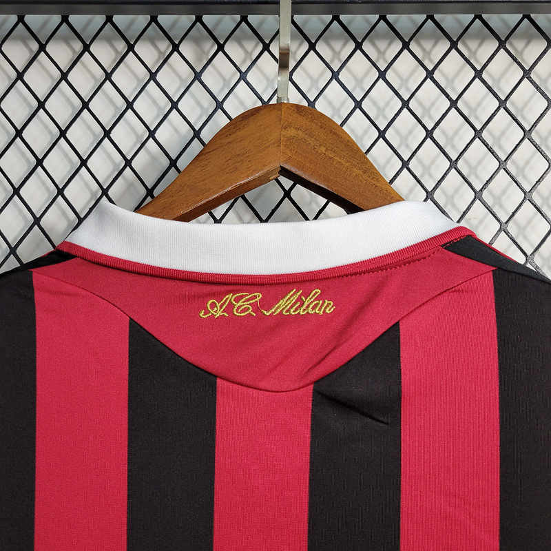 Retro Long Sleeve 2009-10 AC Milan Home ZAMBROTTA KAKA MALDINI RONALDINHO BECKHAM ELSHAARAWY PIRLO Football jersey retro