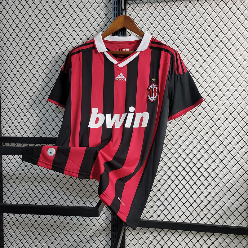 Retro 2009-10 AC Milan Home ZAMBROTTA KAKA MALDINI RONALDINHO BECKHAM ELSHAARAWY PIRLO Football jersey retro