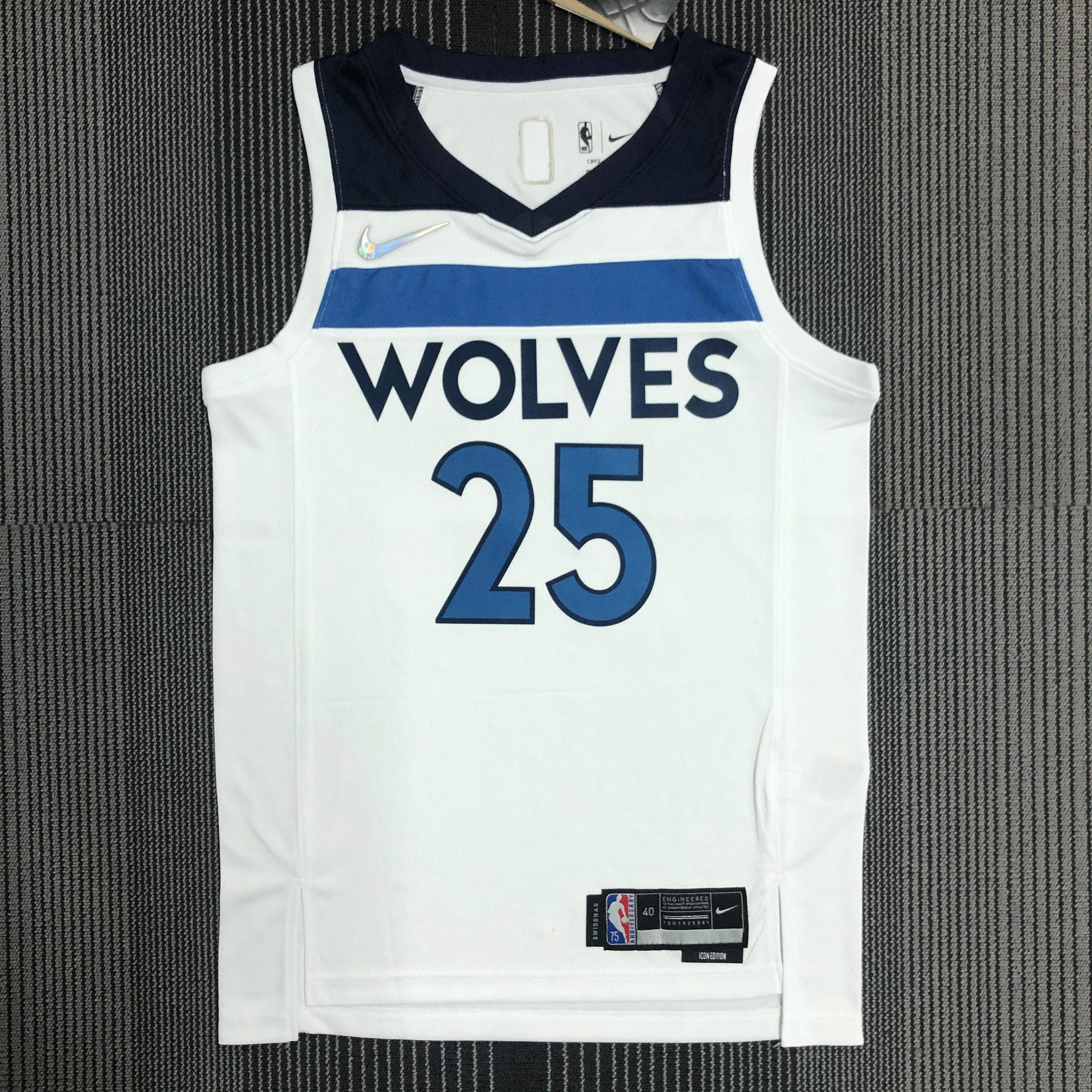 75th Anniversary Minnesota Timberwolves White 25 Rose