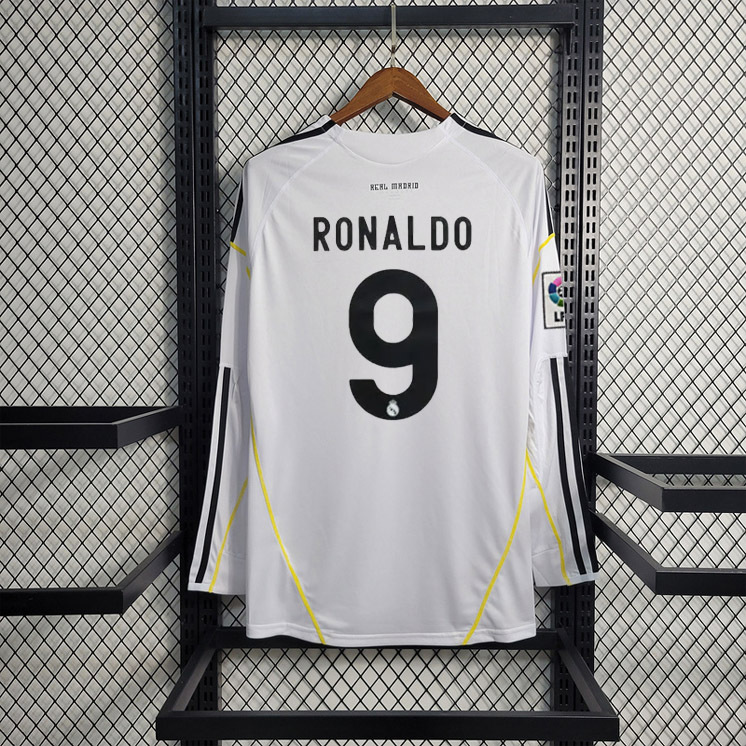 Retro 2009-10 Real Madrid Home Long Sleeve KAKA RONALDO  Football jersey retro