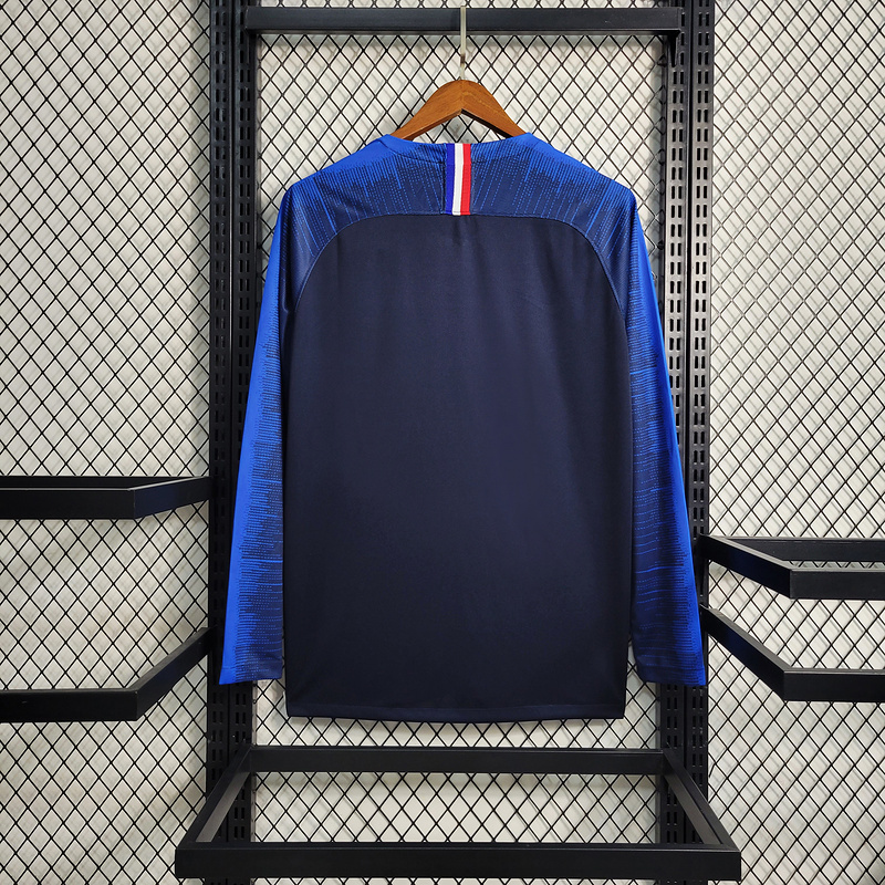 Retro Version 2018 World Cup France Home Long Sleeve  Mbappe #10 Griezmann Coman Kante Pogba Soccer Football jersey retro