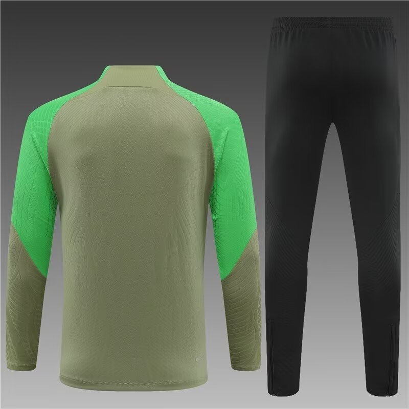 2023/2024 Player Edition Atletico Madrid Half Pull Training Wear Green Jersey Set