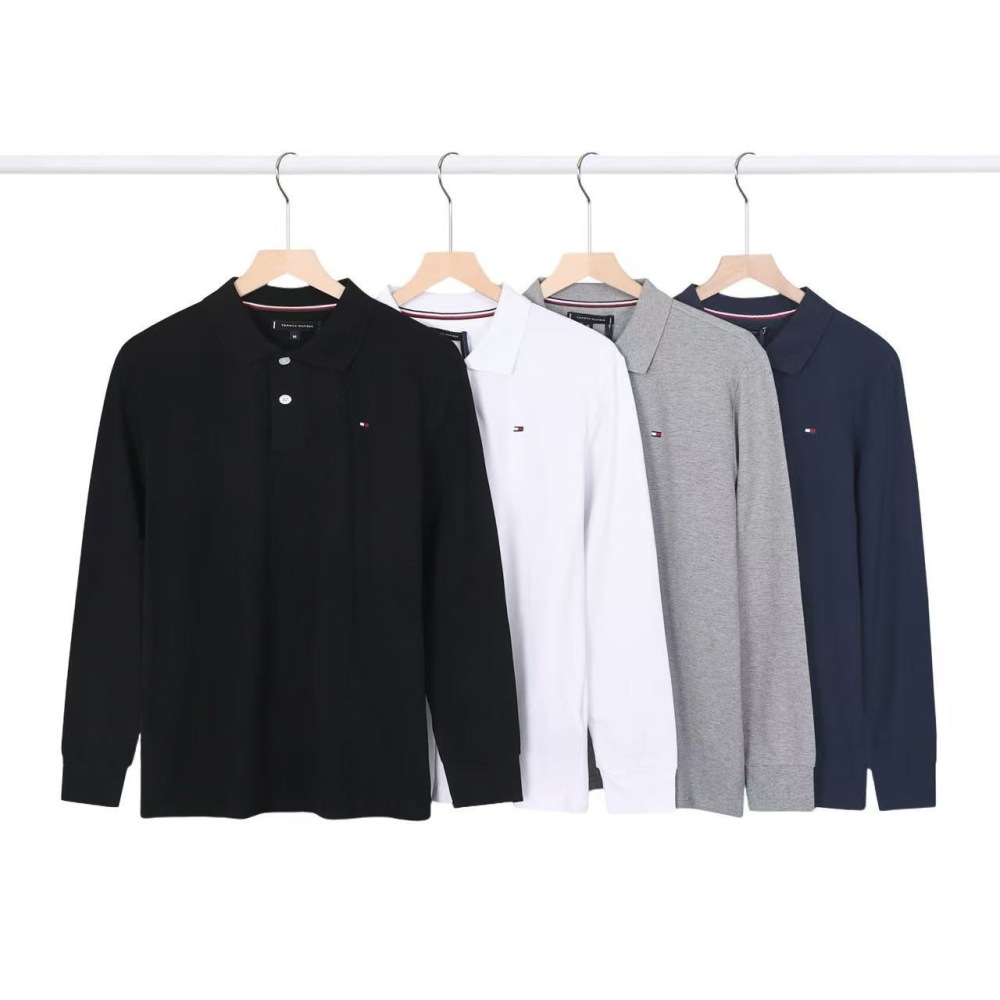 Tommy Hilfiger Pure Cotton Men's Long Sleeve Polo Shirts TM-008