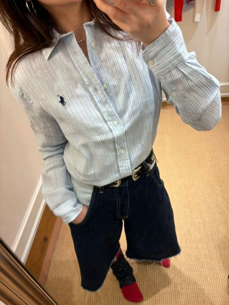 Ralph Lauren Women's Cotton Linen Stripe Shirt RL-071