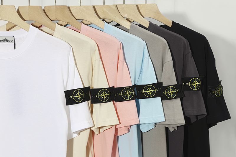 STONE ISLAND Unisex Pure Cotton T-shirt #SI-002