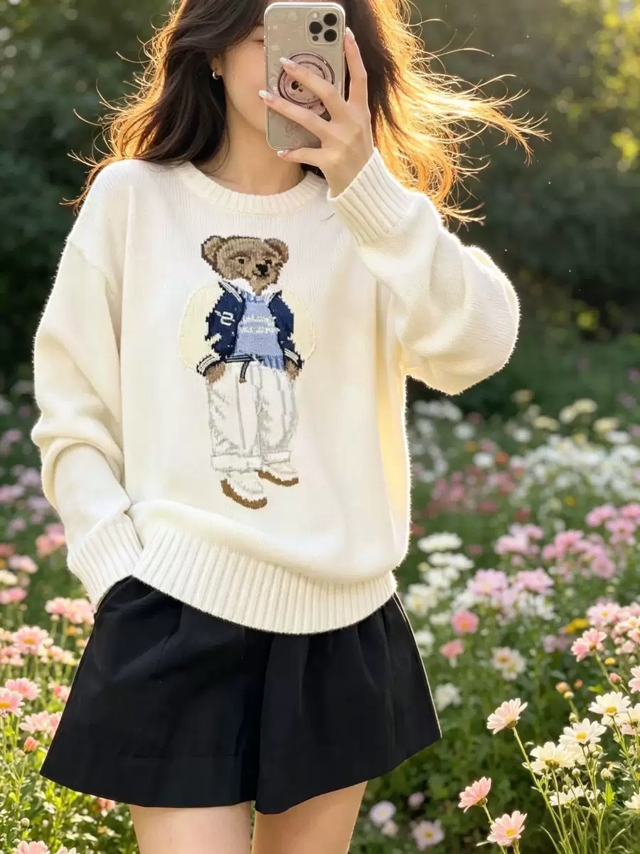 Ralph Lauren Polo Bear Women Cotton Sweater #RL-058