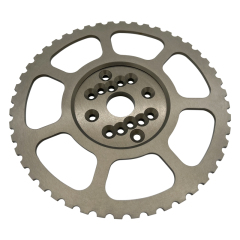 Precision CNC machined steel engine flywheel and crankshaft trigger wheel for high-performance automotive applications
