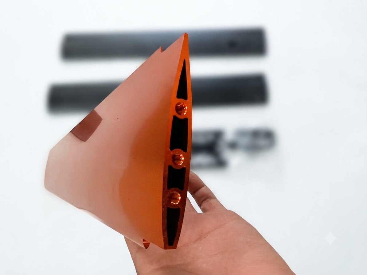 Precision CNC-machined aluminum hydrofoil mast with NACA hydrodynamic profile for Efoil systems