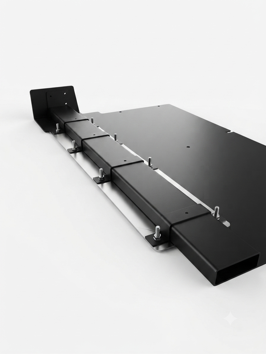 304 Stainless Steel Cross Reinforcement Ramp Mirror Plate Assembly with riveted sheet metal construction for mobility vehicles