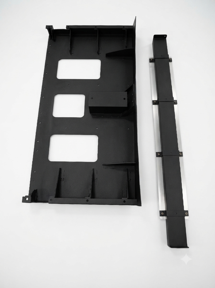 Custom 304 stainless steel housing weldment for rear-entry wheelchair accessible vehicle ramp systems