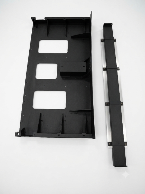 Custom 304 stainless steel housing weldment for rear-entry wheelchair accessible vehicle ramp systems