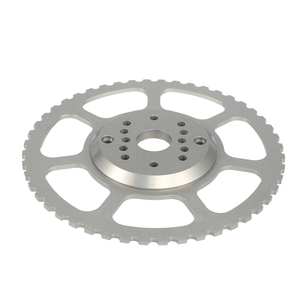 Precision CNC machined steel engine flywheel and crankshaft trigger wheel for high-performance automotive applications