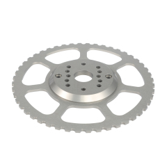 Precision CNC machined steel engine flywheel and crankshaft trigger wheel for high-performance automotive applications