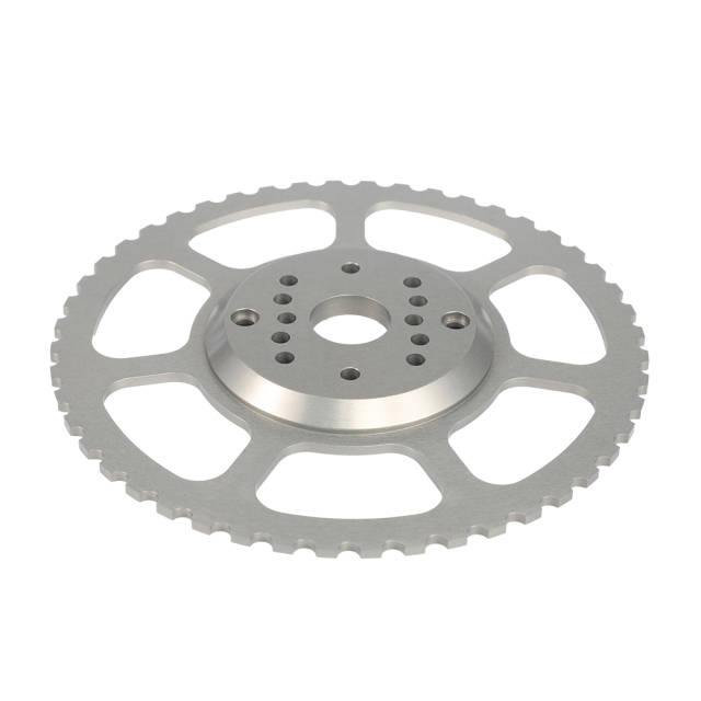 Precision CNC machined steel engine flywheel and crankshaft trigger wheel for high-performance automotive applications