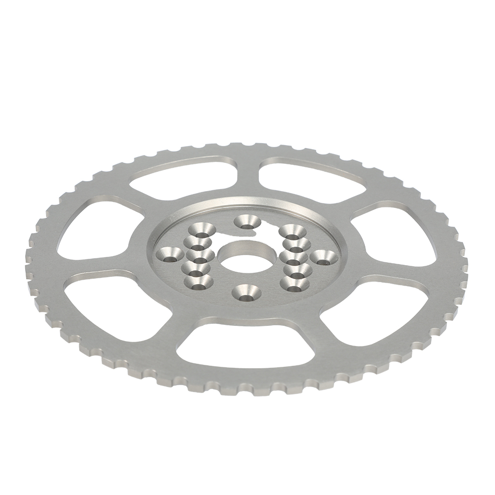 Precision CNC machined steel engine flywheel and crankshaft trigger wheel for high-performance automotive applications