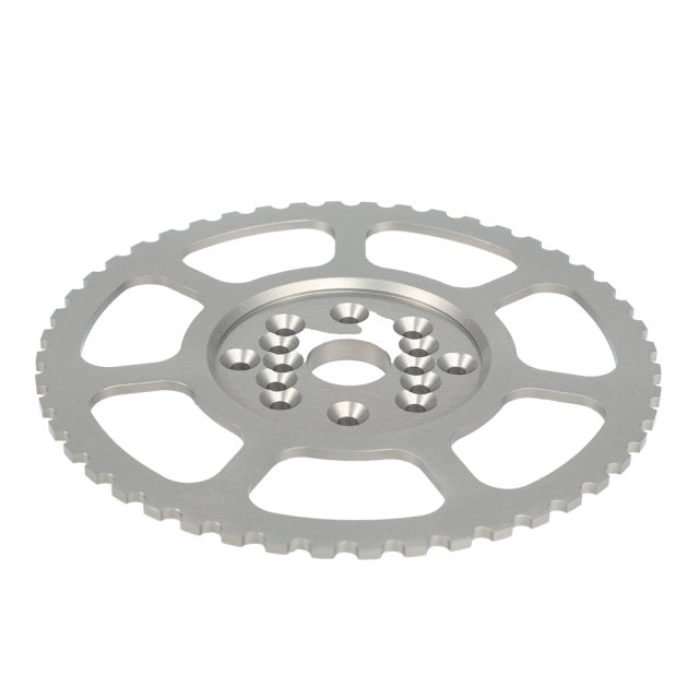 Precision CNC machined steel engine flywheel and crankshaft trigger wheel for high-performance automotive applications