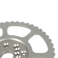 Precision CNC machined steel engine flywheel and crankshaft trigger wheel for high-performance automotive applications