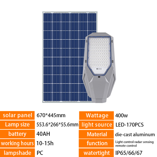 400W Outdoor Split-Type Solar Street Light – Smart Sensor + Remote Control,QIANJI,400W Outdoor Split-Type Solar Street Light – Smart Sensor + Remote Control-QIANJI