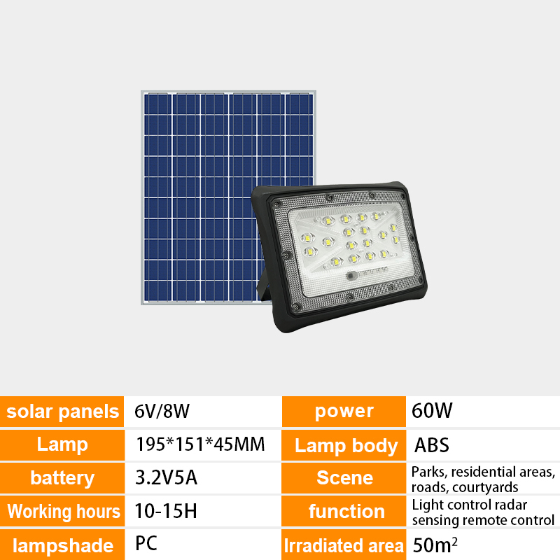 Radar-sensing outdoor waterproof LED solar floodlight,QIANJI,Radar-sensing outdoor waterproof LED solar floodlight-QIANJI