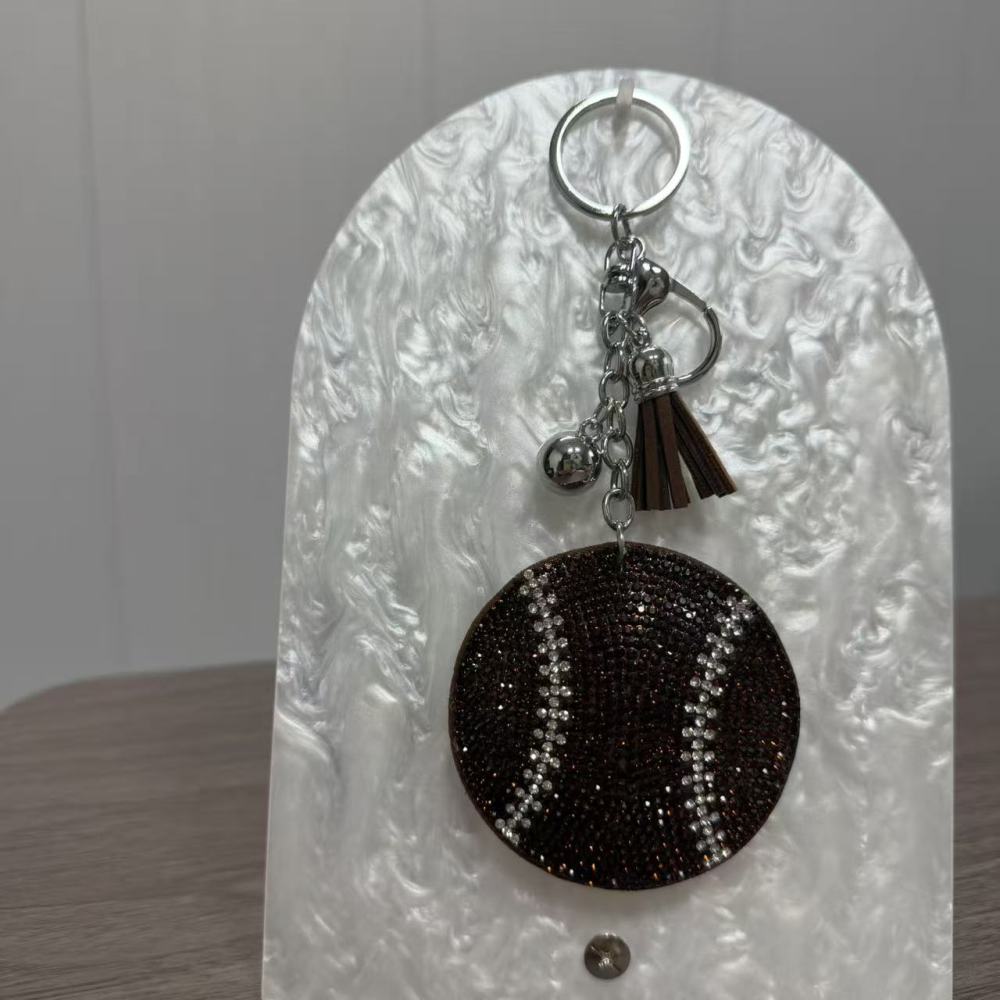 Brown baseball keychain