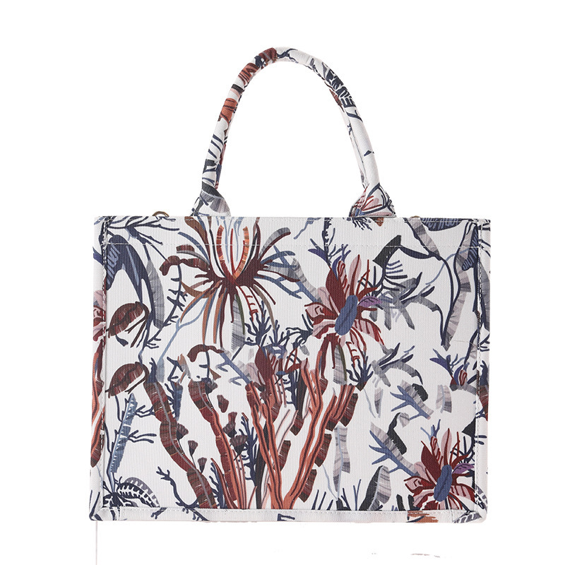 New niche design women's bag creative hand-held canvas bag national style printing all-match large capacity hand-held tote bag