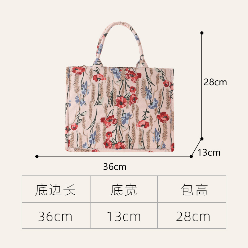 New niche design women's bag creative hand-held canvas bag national style printing all-match large capacity hand-held tote bag