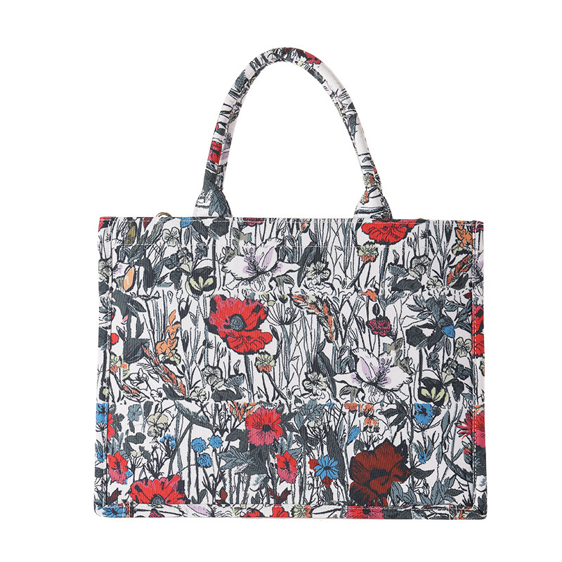 New niche design women's bag creative hand-held canvas bag national style printing all-match large capacity hand-held tote bag