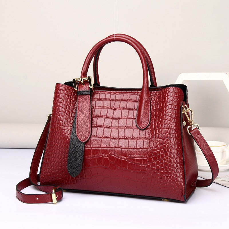 Fashion Lady Real Leather Crocodile Pattern Handbag Shoulder Bag 6058