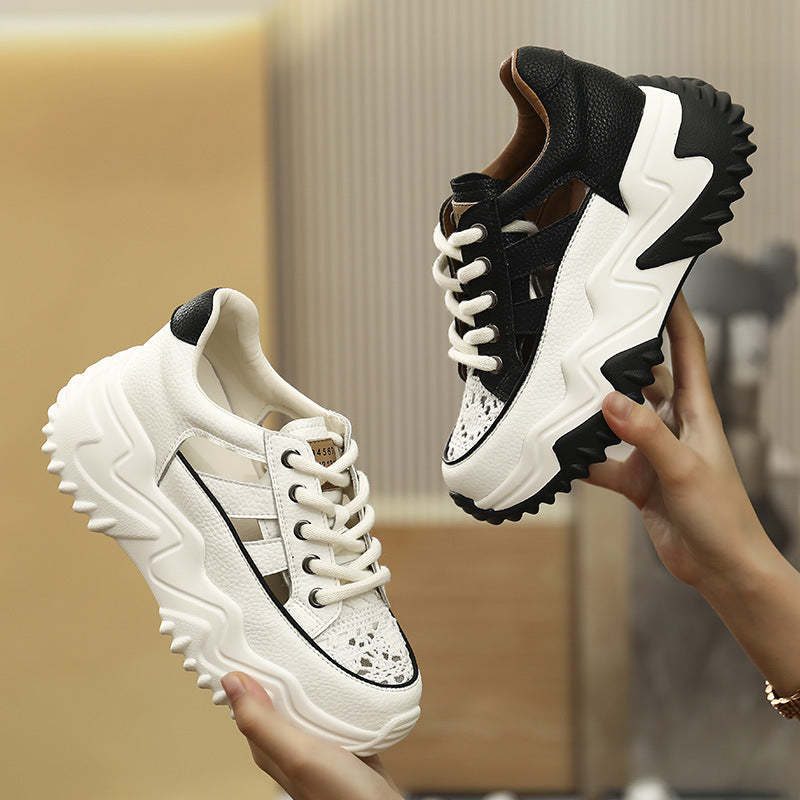 Retro Summer Sneakers Women Thick Sole Increase Height Dad Shoes Casual Sneakers