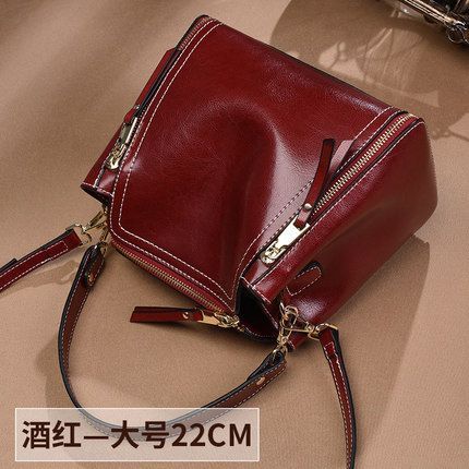 Fashion Cross-border Genuine Leather Women's Handbag, Retro Versatile Shoulder Bag, Water Bucket Bag