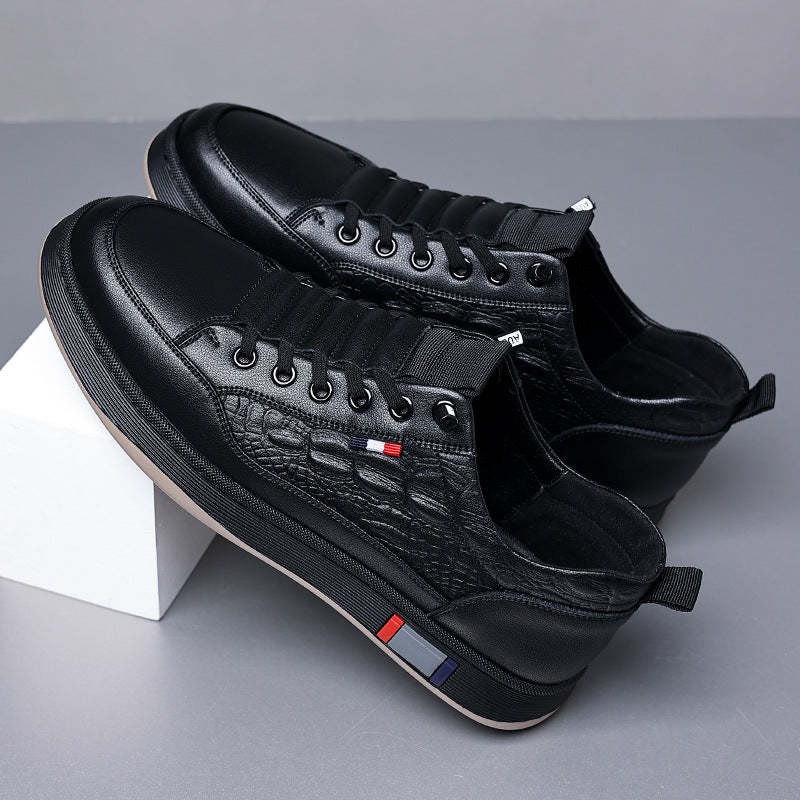 Men's Fashionable Leather Sneakers with Anti-skid and Breathable Function