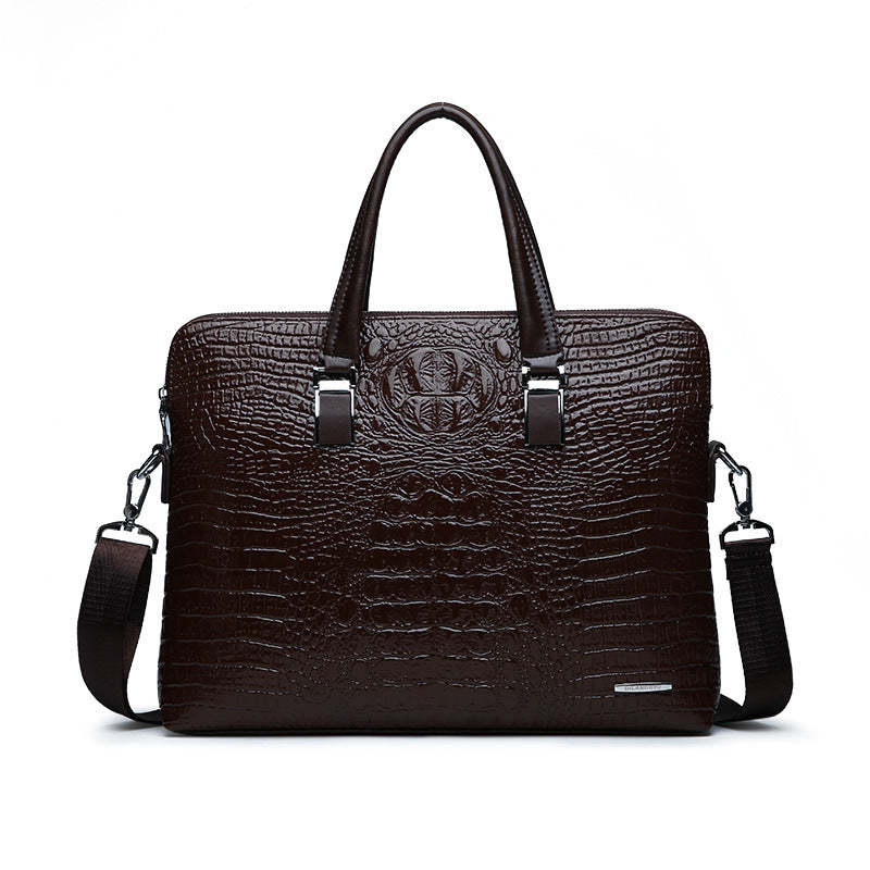 Men's Fashionable New Business Alligator Pattern Handbag Shoulder Bag Computer Gift Bag