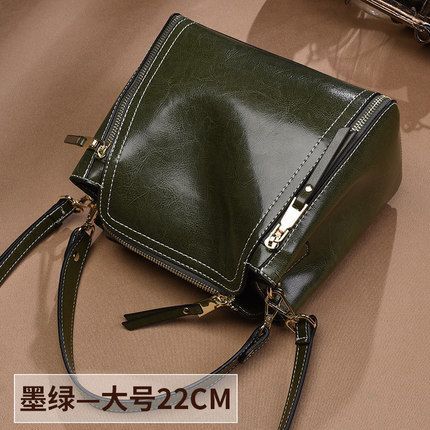 Fashion Cross-border Genuine Leather Women's Handbag, Retro Versatile Shoulder Bag, Water Bucket Bag