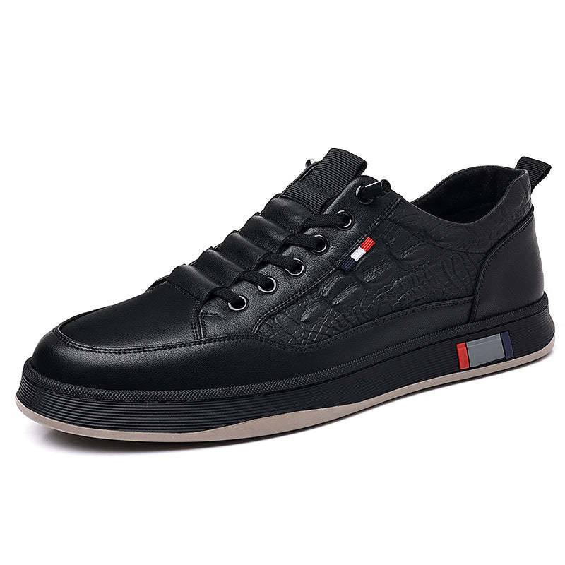 Men's Fashionable Leather Sneakers with Anti-skid and Breathable Function
