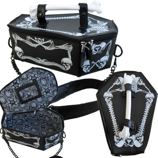 Fashionable Dark Punk Skull Handbag with PU Material and Drawstring Bag Style