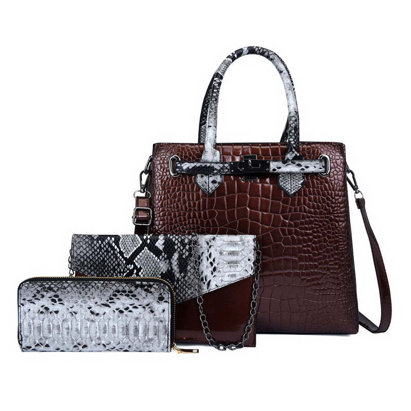 New Fashion PU Crossbody Bag with Water Bucket Bag Design, 3 Pieces Handbag Set for Women