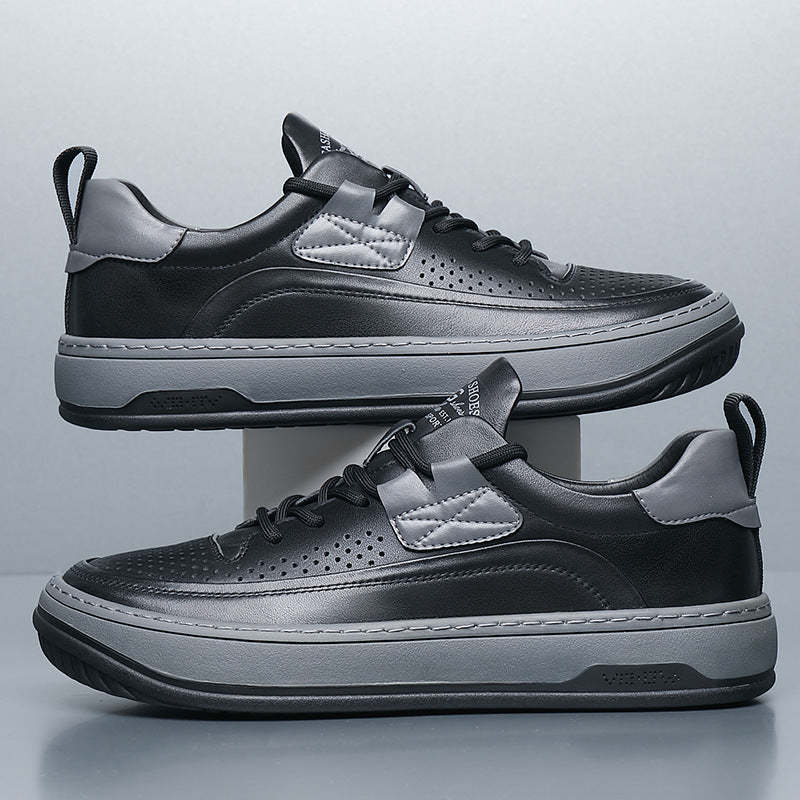 Men's Breathable Hollow Leather Shoes, Fashionable Sports Shoes for Ages 18-40