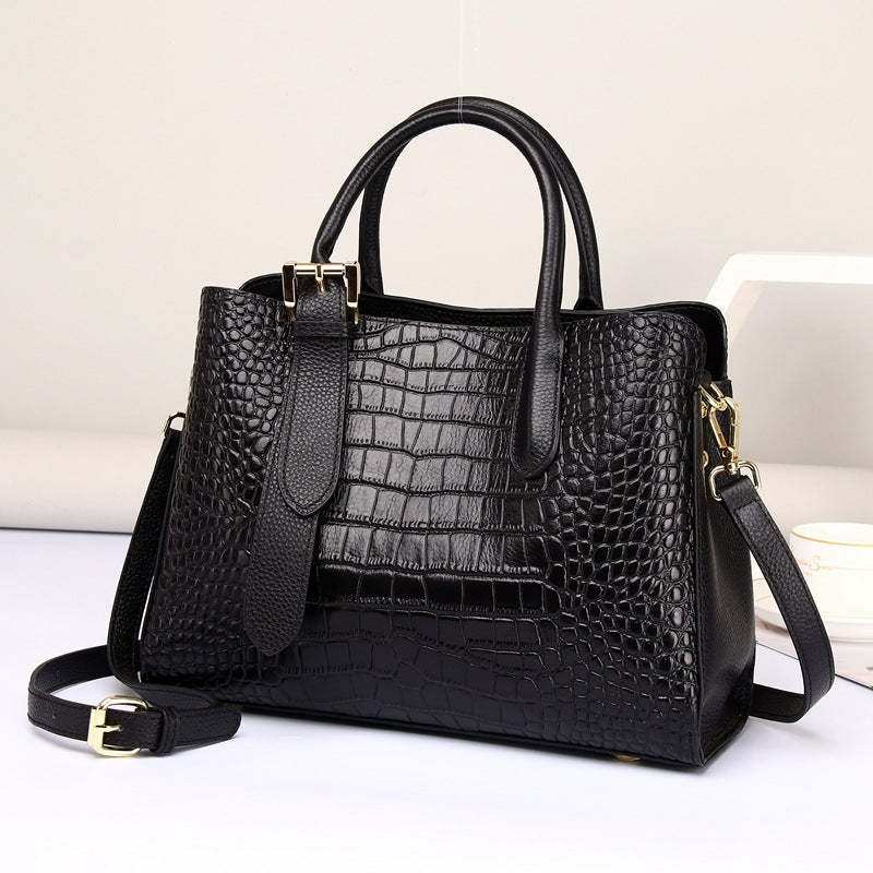 Fashion Lady Real Leather Crocodile Pattern Handbag Shoulder Bag 6058