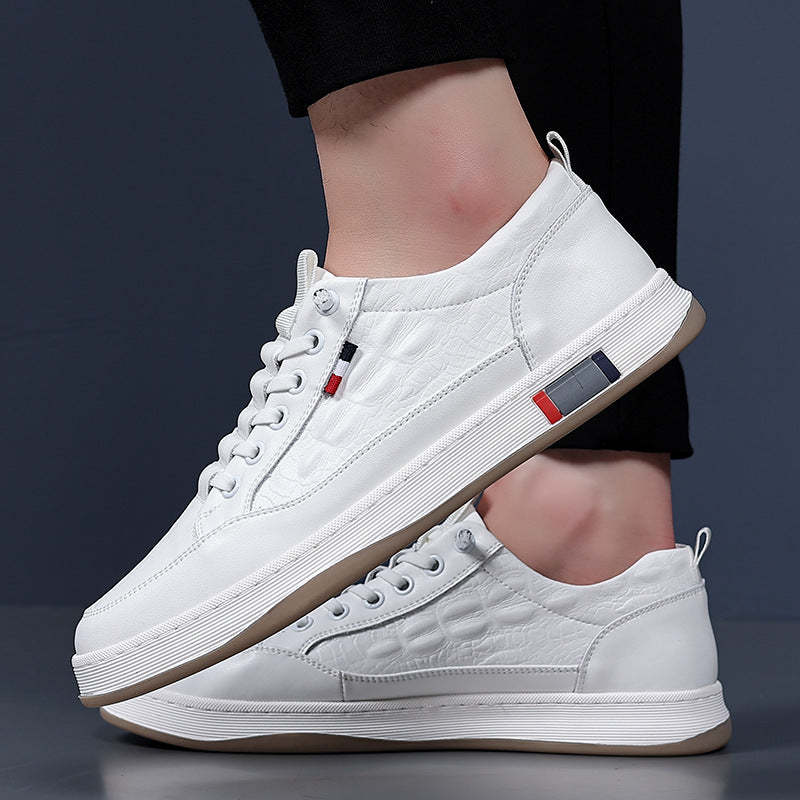 Men's Fashionable Leather Sneakers with Anti-skid and Breathable Function