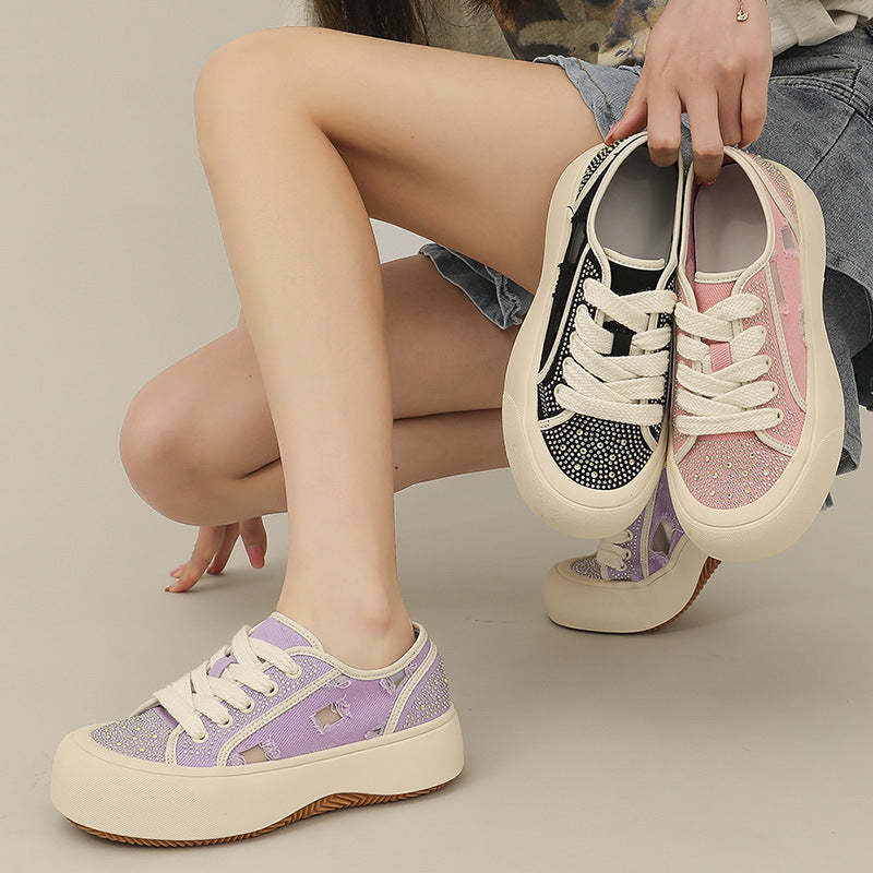 Women's Summer New Water Drill Canvas Sneakers Casual Breathable Fashion Sports Shoes