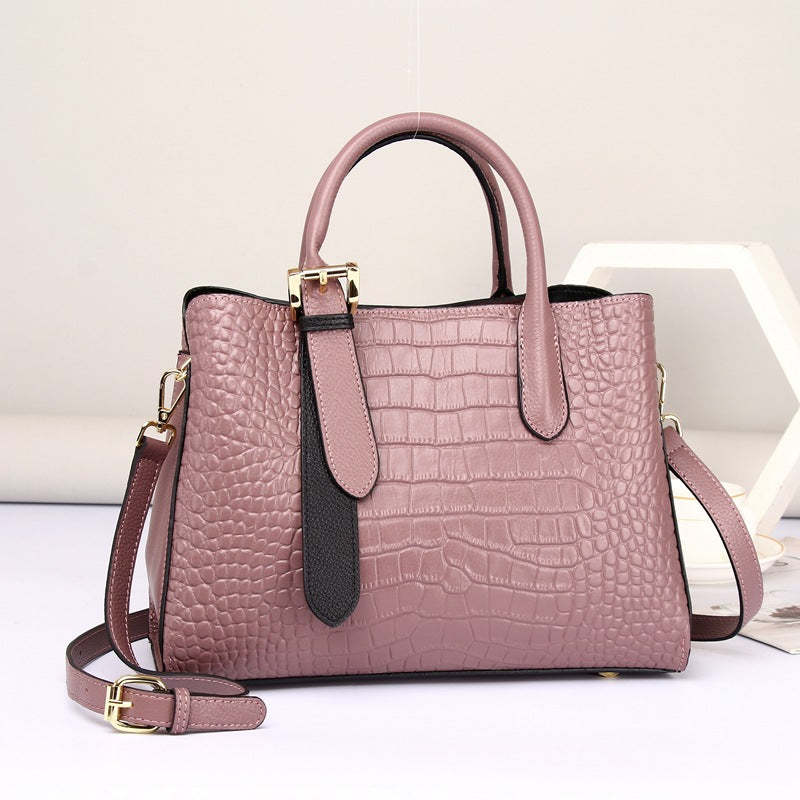 Fashion Lady Real Leather Crocodile Pattern Handbag Shoulder Bag 6058