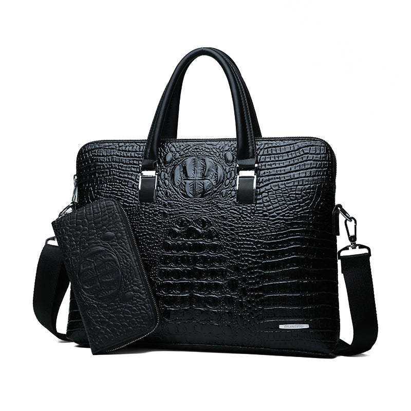 Men's Fashionable New Business Alligator Pattern Handbag Shoulder Bag Computer Gift Bag