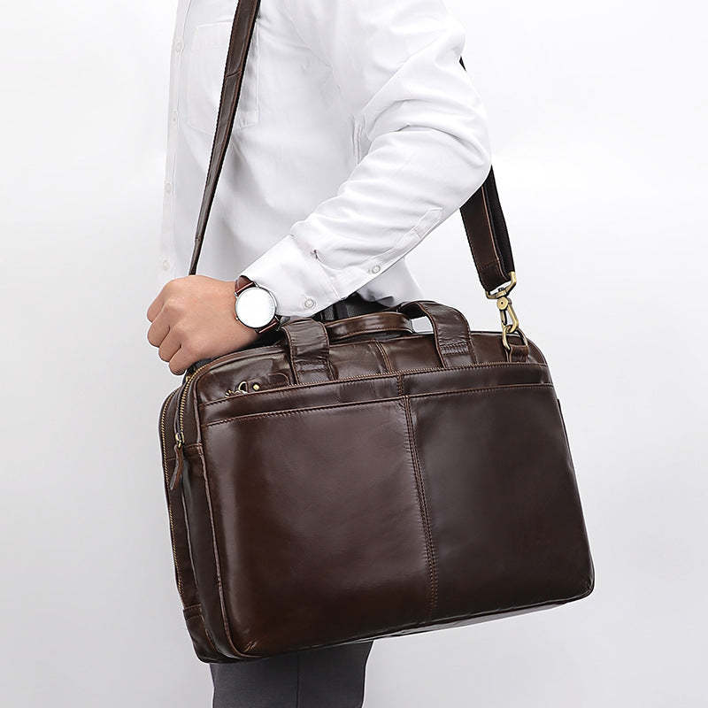 Fashionable Business Men's Handbag Genuine Leather Shoulder Bag
