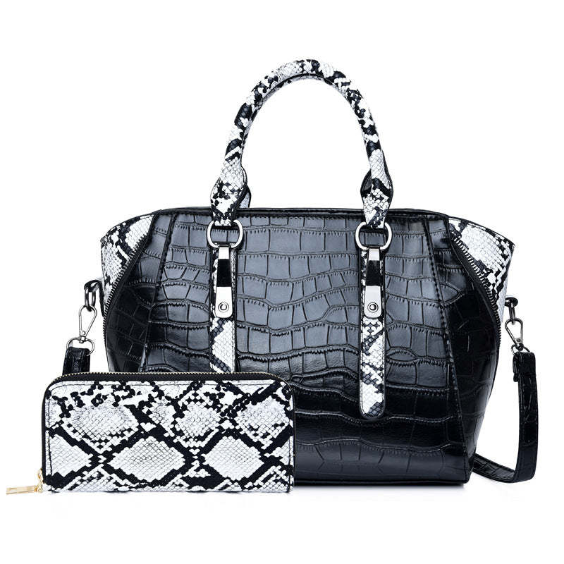 Fashionable Retro Two-Piece Set Bag with PU Material, Shoulder Bag and Handbag, Large Capacity