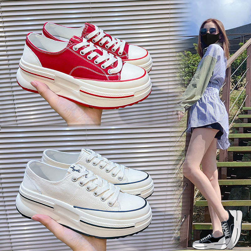 Women's Fashion Sneakers - Breathable Casual Shoes with Increased Height for Spring