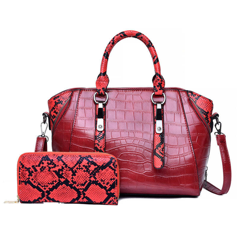 Fashionable Retro Two-Piece Set Bag with PU Material, Shoulder Bag and Handbag, Large Capacity