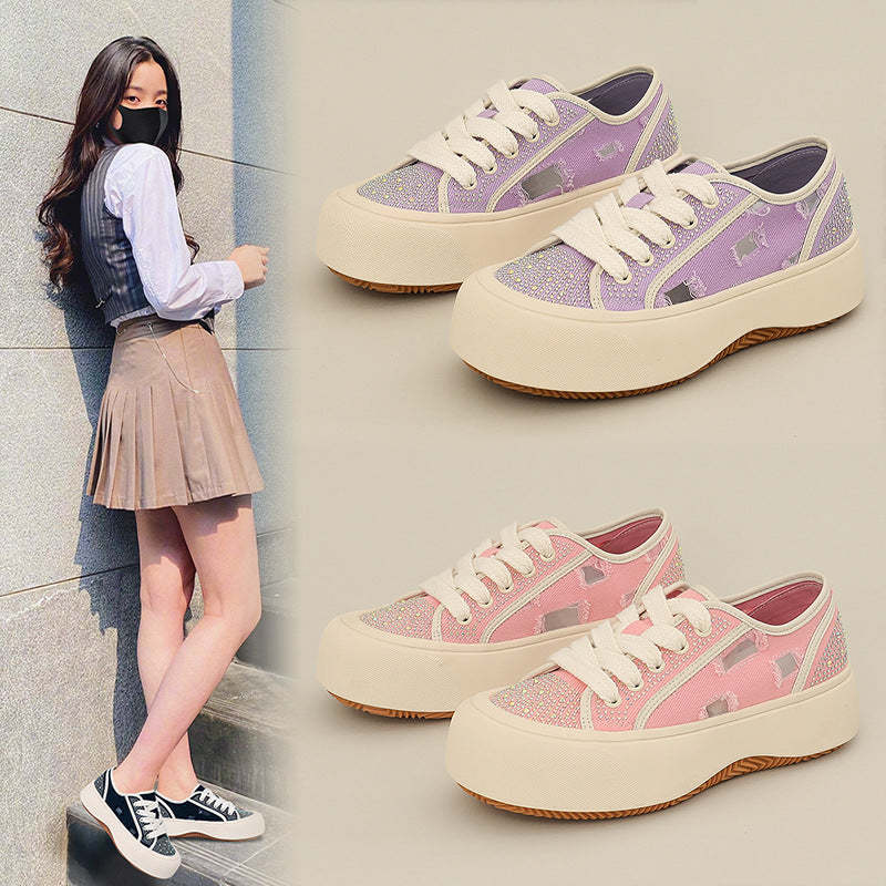 Women's Summer New Water Drill Canvas Sneakers Casual Breathable Fashion Sports Shoes